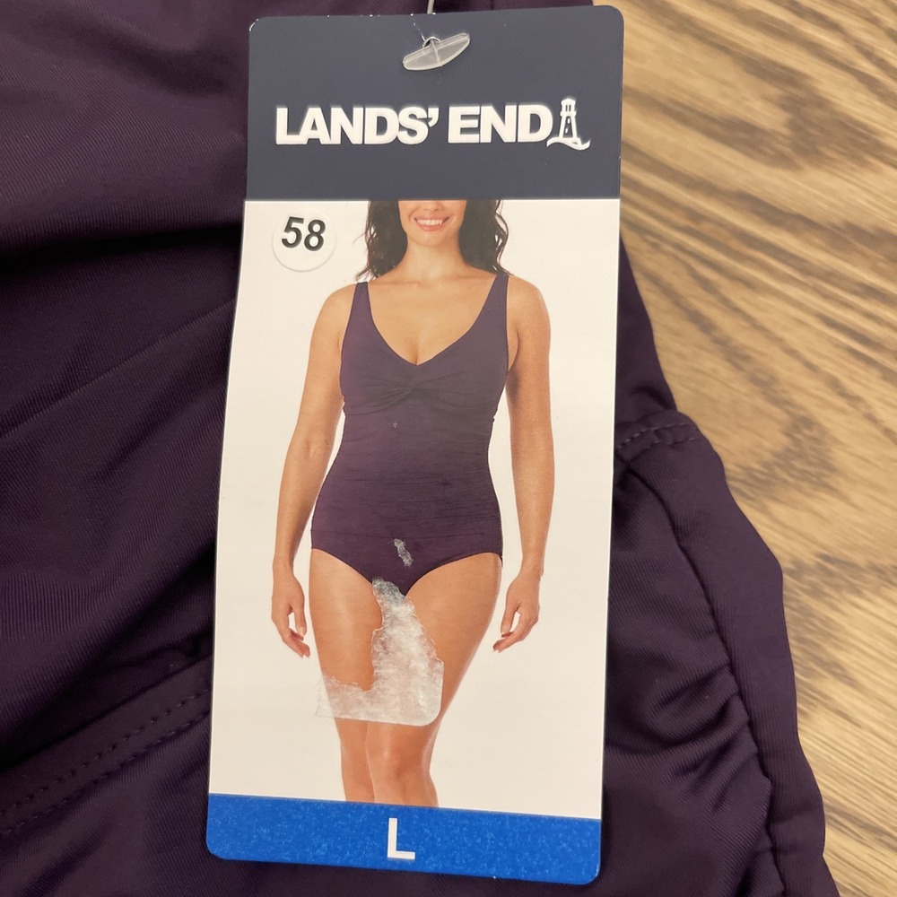 Lands' End Women's One Piece Swimsuit, Dark Purple, Large